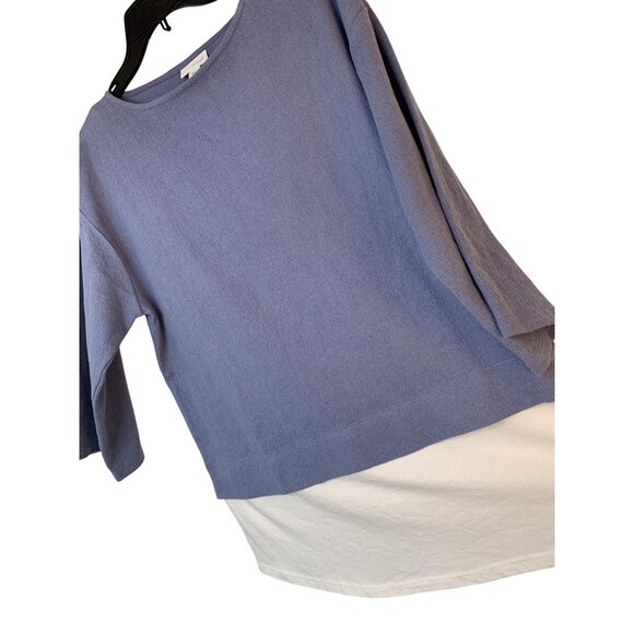 PureJill Bluebell Tunic Top Layered Look 3/4 Sleeves Cotton Blend S NWT 10000 - Picture 2 of 11
